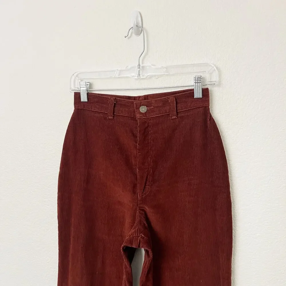 [Vintage] 70s Levi's Rust Brown High Rise Corduroy Flared Bell Bottoms Size 26